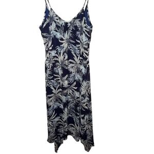 Tobi Tropical Palm Midi Dress M Handkerchief Hem Adjustable Straps Coastal Boho
